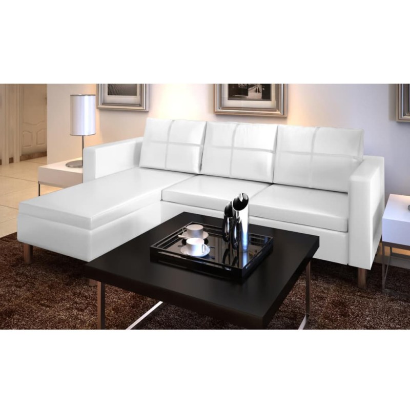 vidaXL Divano Modulare 3 Posti in Pelle Artificiale Bianco vidaXL Divano Modulare 3 Posti in Pelle Artificiale Bianco