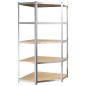Scaffali Resistenti 5 Ripiani 3pz Argento Acciaio e Multistrato Scaffali Resistenti 5 Ripiani 3pz Argento Acciaio e Multistrato