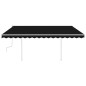 Tenda da Sole Retrattile Manuale con Pali 4,5x3,5 m Antracite Tenda da Sole Retrattile Manuale con Pali 4,5x3,5 m Antracite