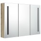 vidaXL Armadietto Bagno con Specchio e LED 89x14x62 cm Bianco e Rovere