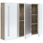 vidaXL Armadietto Bagno con Specchio e LED 89x14x62 cm Bianco e Rovere