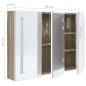 vidaXL Armadietto Bagno con Specchio e LED 89x14x62 cm Bianco e Rovere