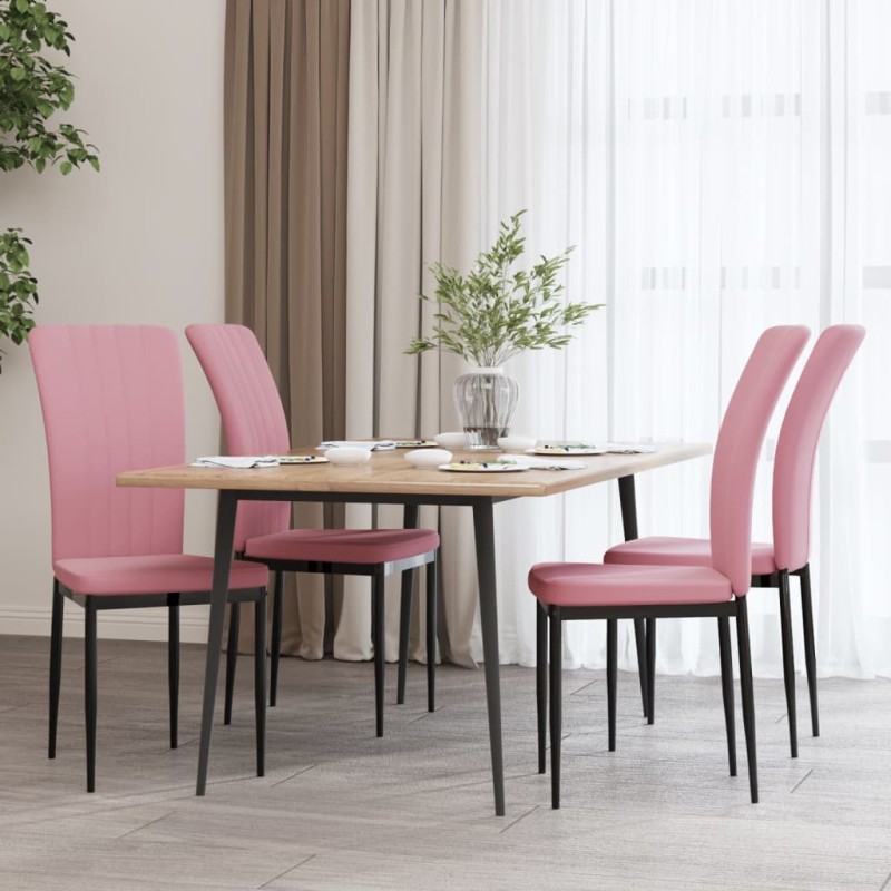 vidaXL Sedie da Pranzo 4 pz Rosa in Velluto vidaXL Sedie da Pranzo 4 pz Rosa in Velluto