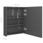 vidaXL Armadietto Bagno con Specchio e LED Grigio Lucido 50x14x60 cm
