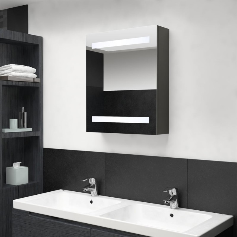 vidaXL Armadietto Bagno con Specchio e LED Antracite 50x14x60 cm vidaXL Armadietto Bagno con Specchio e LED Antracite 50x14x60 cm