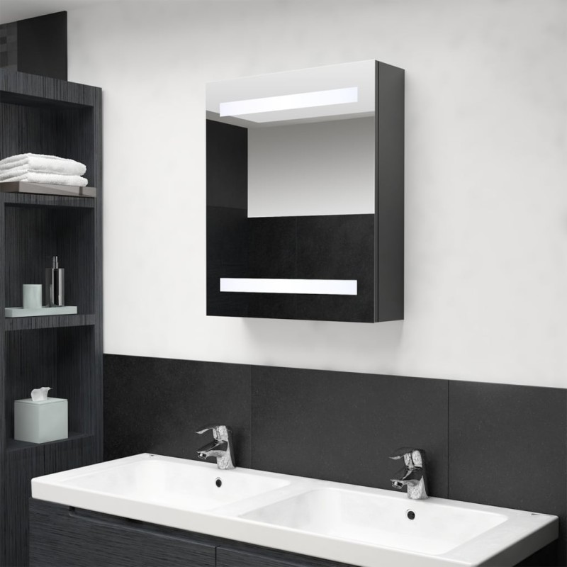 vidaXL Armadietto Bagno con Specchio e LED Grigio 50x14x60 cm vidaXL Armadietto Bagno con Specchio e LED Grigio 50x14x60 cm
