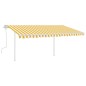 Tenda da Sole Retrattile Manuale e Pali 4,5x3,5 m Gialla Bianca