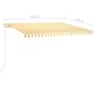 Tenda da Sole Retrattile Manuale e Pali 4,5x3,5 m Gialla Bianca