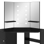 vidaXL Tavolino da Trucco Angolare con LED Nero 111x54x141,5 cm vidaXL Tavolino da Trucco Angolare con LED Nero 111x54x141,5 cm