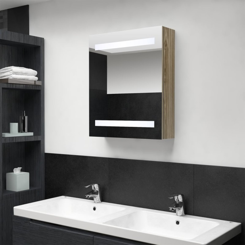 vidaXL Armadietto Bagno con Specchio e LED Rovere 50x14x60 cm vidaXL Armadietto Bagno con Specchio e LED Rovere 50x14x60 cm