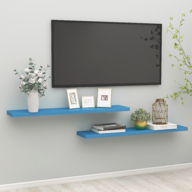 vidaXL Scaffali a Parete 2 pz Blu 120x23,5x3,8 cm in MDF vidaXL Scaffali a Parete 2 pz Blu 120x23,5x3,8 cm in MDF