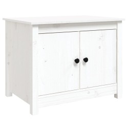 Tavolino da Salotto Bianco 71x49x55cm in Legno Massello di Pino