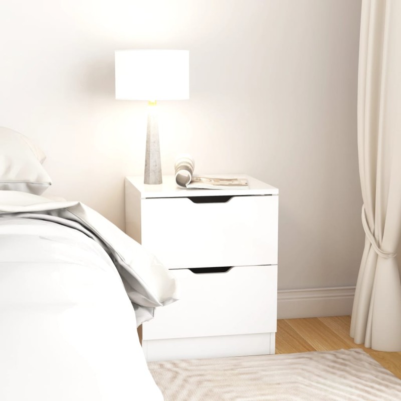 vidaXL Comodino Bianco Lucido 40x40x50 cm in Truciolato vidaXL Comodino Bianco Lucido 40x40x50 cm in Truciolato