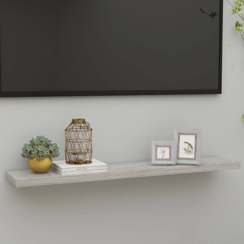 vidaXL Scaffale a Parete Grigio Cemento 120x23,5x3,8 cm in MDF vidaXL Scaffale a Parete Grigio Cemento 120x23,5x3,8 cm in MDF