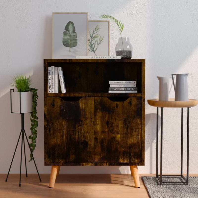 vidaXL Credenza Rovere Fumo 60x30x72 cm in Truciolato vidaXL Credenza Rovere Fumo 60x30x72 cm in Truciolato