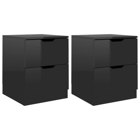 vidaXL Comodini 2 pz Nero Lucido 40x40x50 cm in Truciolato