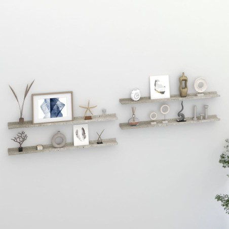 vidaXL Mensole da Parete 4 pz Grigio Cemento 100x9x3 cm