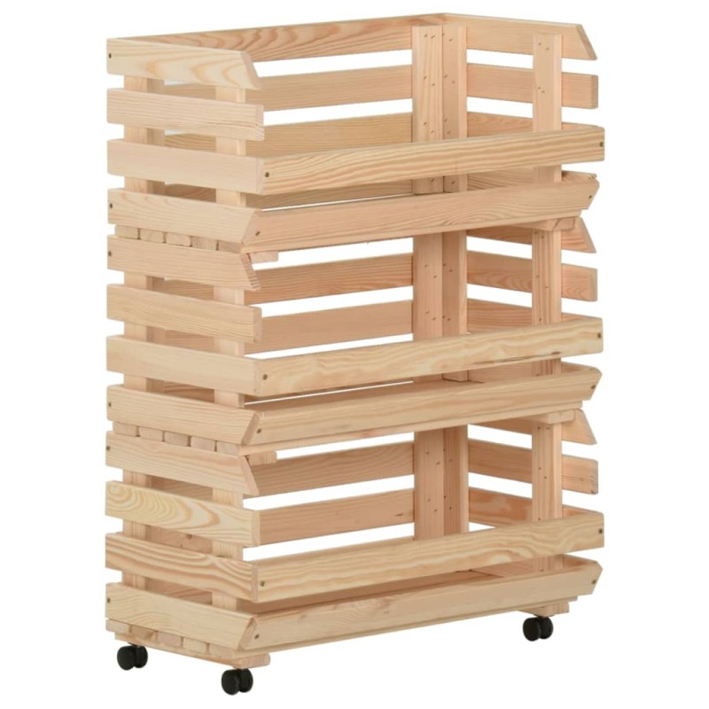 vidaXL Carrello Portaverdure 57x30x80 cm in Legno Massello di Pino vidaXL Carrello Portaverdure 57x30x80 cm in Legno Massello di Pino