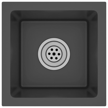 Lavello da Cucina Artigianale Nero in Acciaio Inox