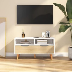 vidaXL Mobile TV Bianco e Rovere Sonoma 90x40x48,5 cm in Truciolato