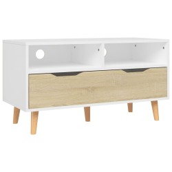 vidaXL Mobile TV Bianco e Rovere Sonoma 90x40x48,5 cm in Truciolato