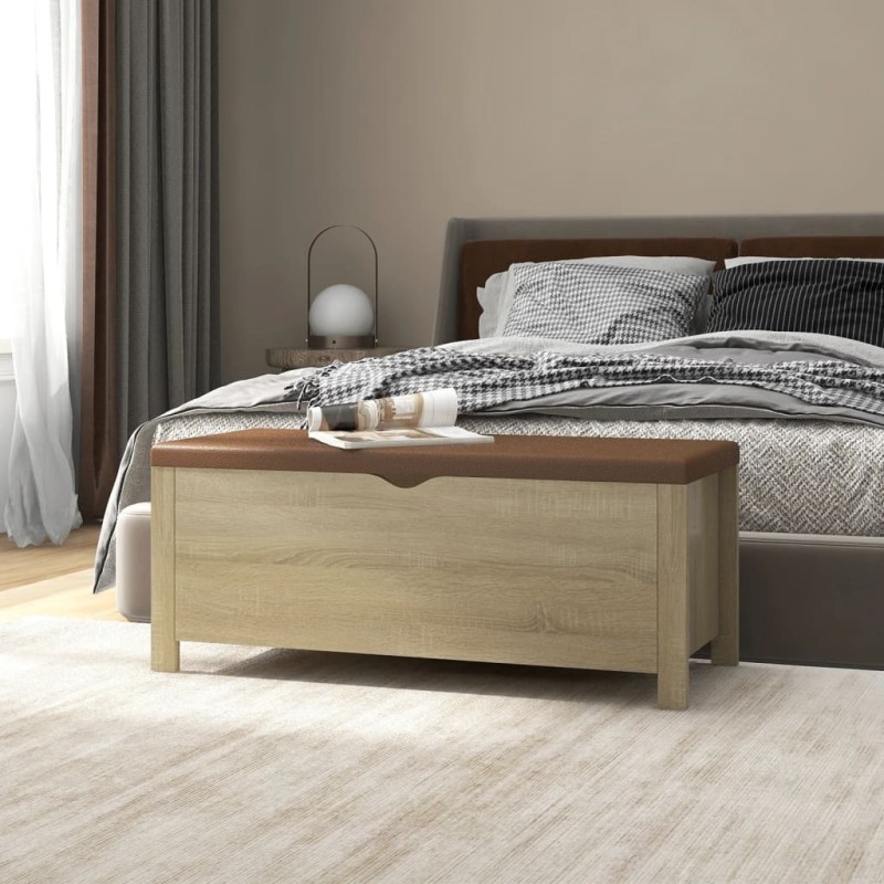 vidaXL Cassapanca con Cuscino Rovere Sonoma 105x40x45 cm Truciolato vidaXL Cassapanca con Cuscino Rovere Sonoma 105x40x45 cm Truciolato