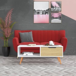 vidaXL Tavolino da Salotto Bianco e Rovere 100x49,5x43cm in Truciolato