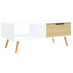 vidaXL Tavolino da Salotto Bianco e Rovere 100x49,5x43cm in Truciolato