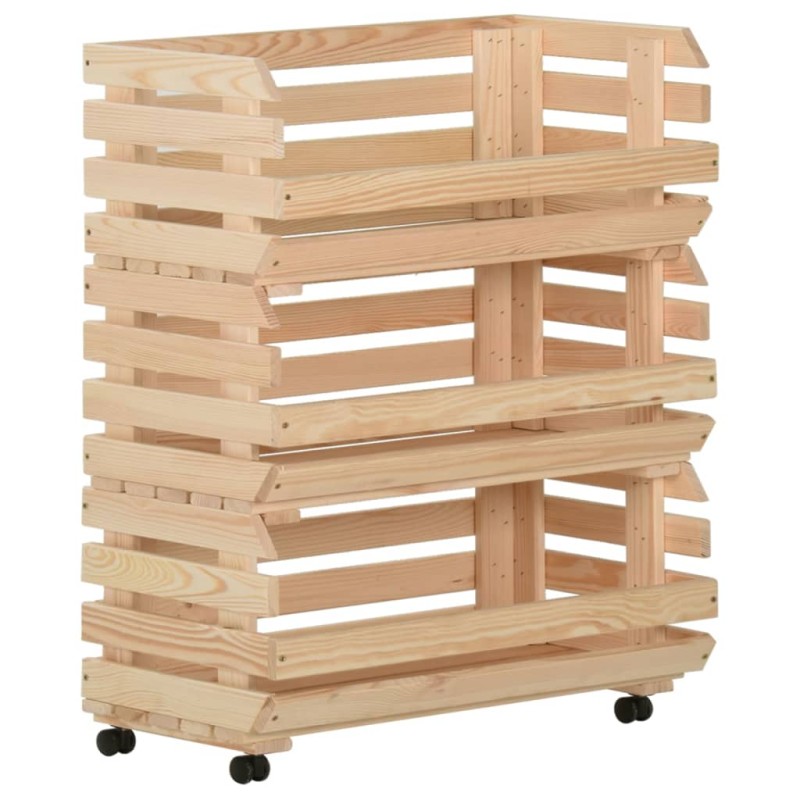 vidaXL Carrello Portaverdure 77x30x80 cm in Legno Massello di Pino vidaXL Carrello Portaverdure 77x30x80 cm in Legno Massello di Pino