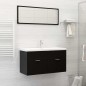 Set Mobili da Bagno 2 pz Nero in Truciolato Set Mobili da Bagno 2 pz Nero in Truciolato