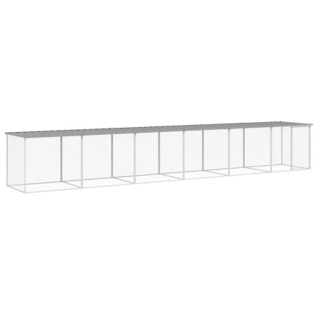 vidaXL Gabbia Polli Tetto Grigio Chiaro 603x98x90 cm Acciaio Zincato