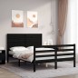 vidaXL Giroletto con Testiera Nero 120x200 cm in Legno Massello vidaXL Giroletto con Testiera Nero 120x200 cm in Legno Massello