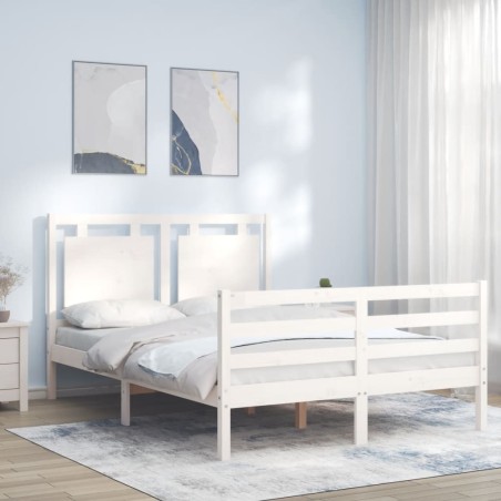 vidaXL Giroletto con Testiera Bianco 120x200 cm in Legno Massello
