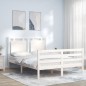 vidaXL Giroletto con Testiera Bianco 120x200 cm in Legno Massello vidaXL Giroletto con Testiera Bianco 120x200 cm in Legno Massello