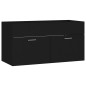 Set Mobili da Bagno 2 pz Nero in Truciolato Set Mobili da Bagno 2 pz Nero in Truciolato