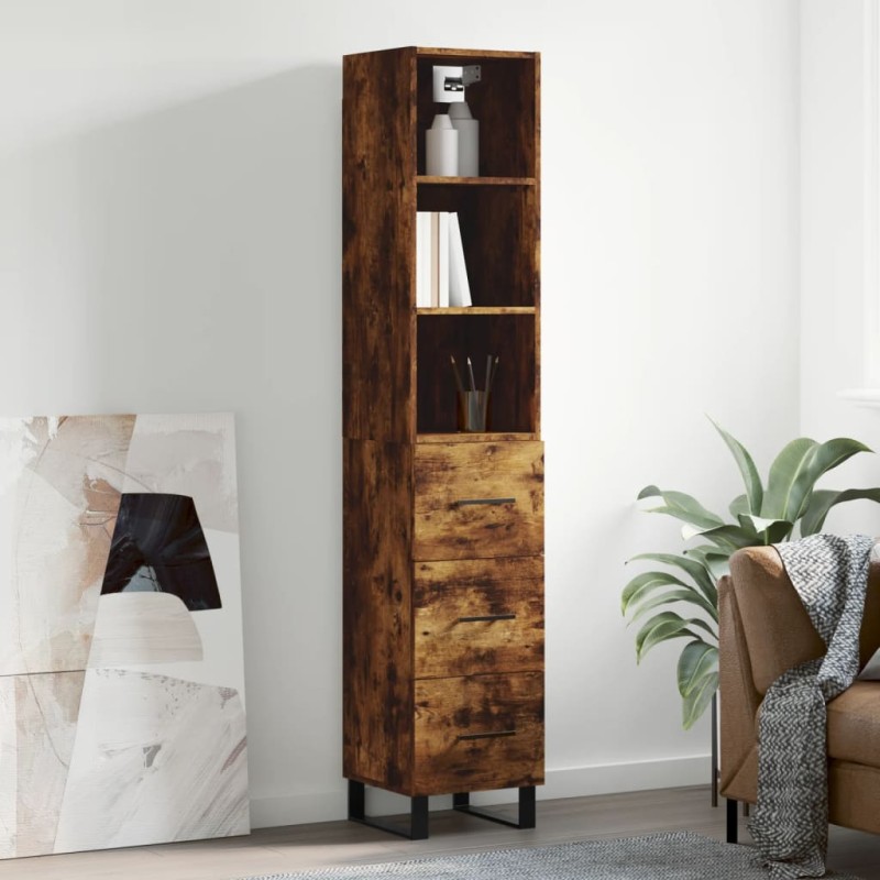 vidaXL Credenza Rovere Fumo 34,5x34x180 cm in Legno Multistrato vidaXL Credenza Rovere Fumo 34,5x34x180 cm in Legno Multistrato