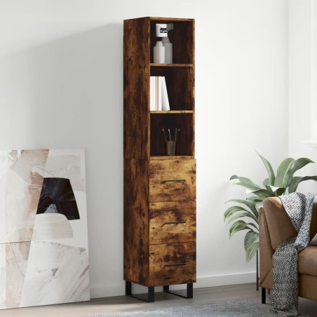 vidaXL Credenza Rovere Fumo 34,5x34x180 cm in Legno Multistrato