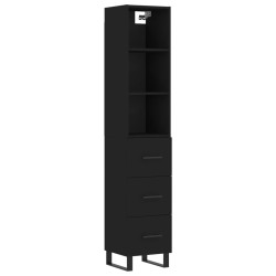 vidaXL Credenza Nera 34,5x34x180 cm in Legno Multistrato