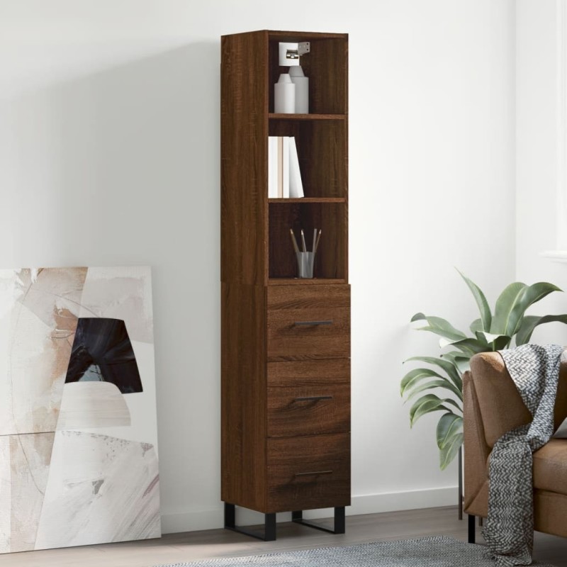vidaXL Credenza Rovere Marrone 34,5x34x180 cm in Legno Multistrato vidaXL Credenza Rovere Marrone 34,5x34x180 cm in Legno Multistrato