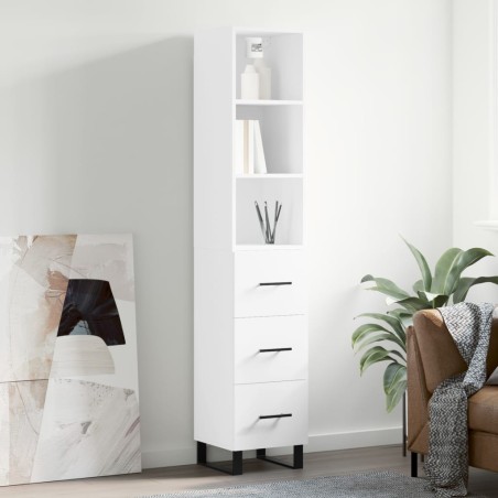 vidaXL Credenza Bianca 34,5x34x180 cm in Legno Multistrato