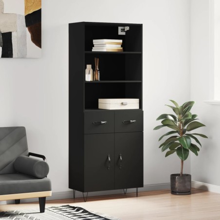 vidaXL Credenza Nera 69,5x34x180 cm in Legno Multistrato