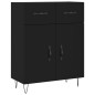 vidaXL Credenza Nera 69,5x34x180 cm in Legno Multistrato