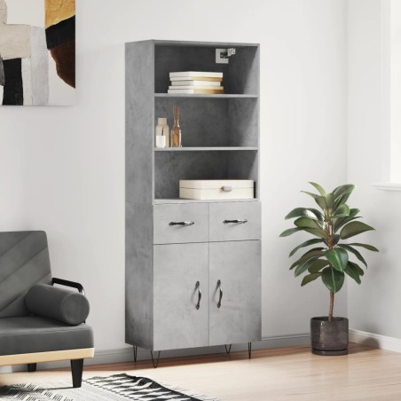 vidaXL Credenza Grigio Cemento 69,5x34x180 cm in Legno Multistrato