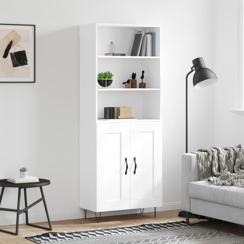 vidaXL Credenza Bianca 69,5x34x180 cm in Legno Multistrato