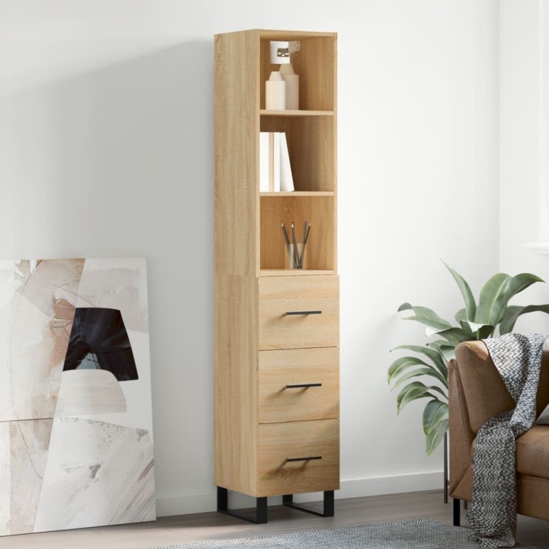 vidaXL Credenza Rovere Sonoma 34,5x34x180 cm in Legno Multistrato vidaXL Credenza Rovere Sonoma 34,5x34x180 cm in Legno Multistrato