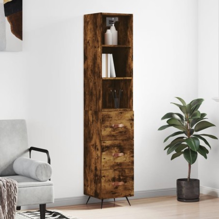 vidaXL Credenza Rovere Fumo 34,5x34x180 cm in Legno Multistrato