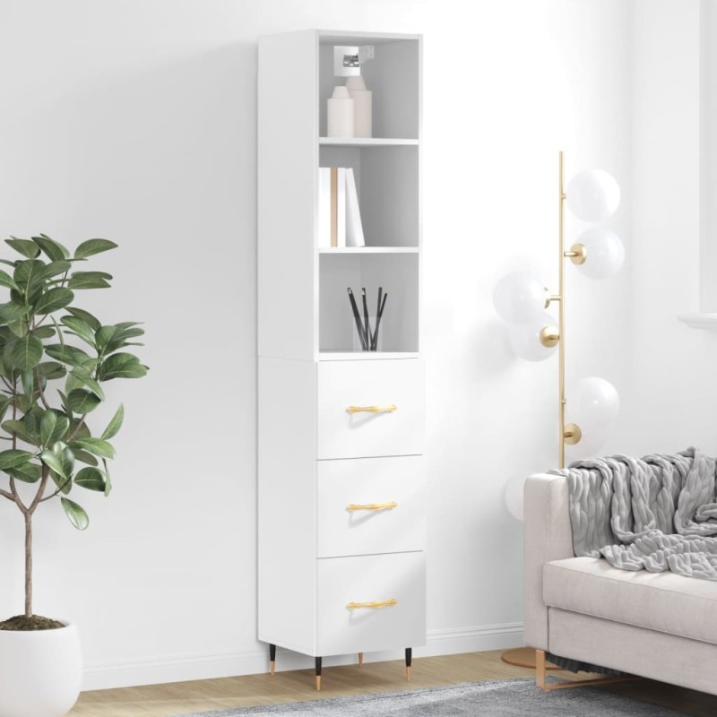 vidaXL Credenza Bianca 34,5x34x180 cm in Legno Multistrato vidaXL Credenza Bianca 34,5x34x180 cm in Legno Multistrato