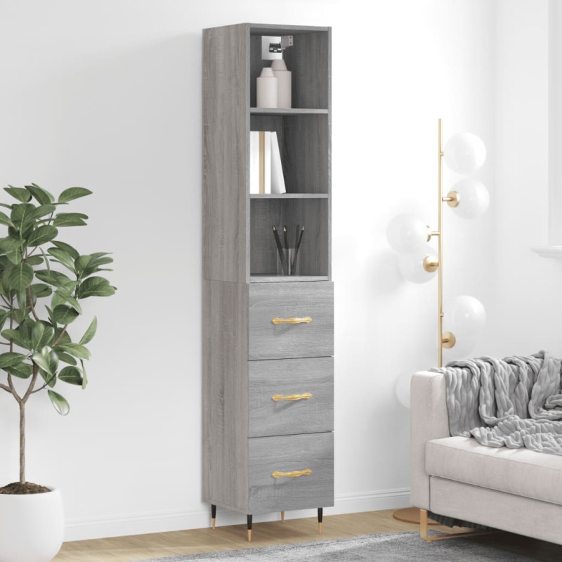 vidaXL Credenza Grigio Sonoma 34,5x34x180 cm in Legno Multistrato vidaXL Credenza Grigio Sonoma 34,5x34x180 cm in Legno Multistrato