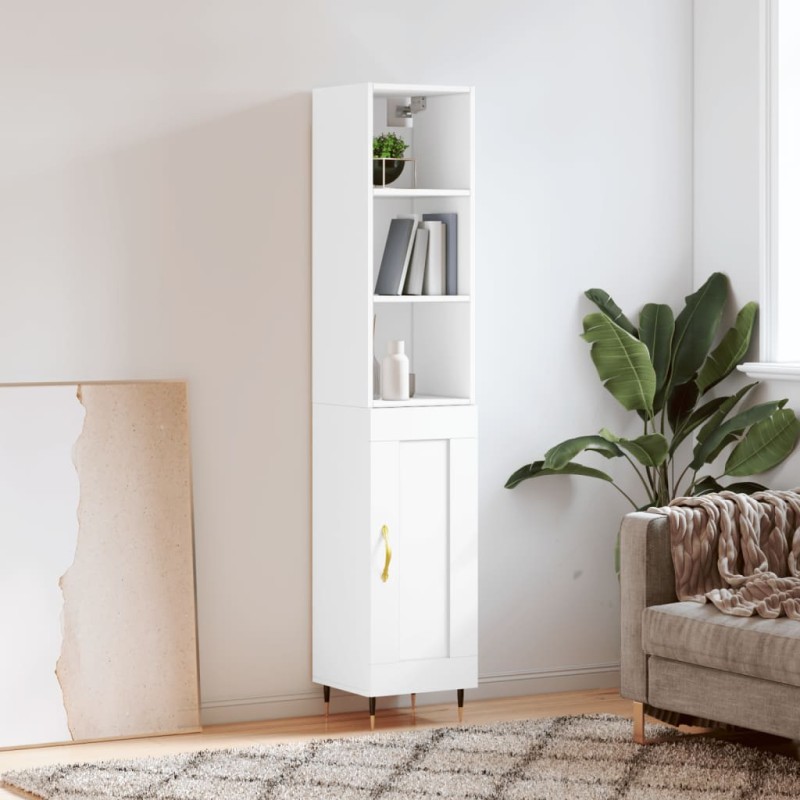 vidaXL Credenza Bianca 34,5x34x180 cm in Legno Multistrato vidaXL Credenza Bianca 34,5x34x180 cm in Legno Multistrato