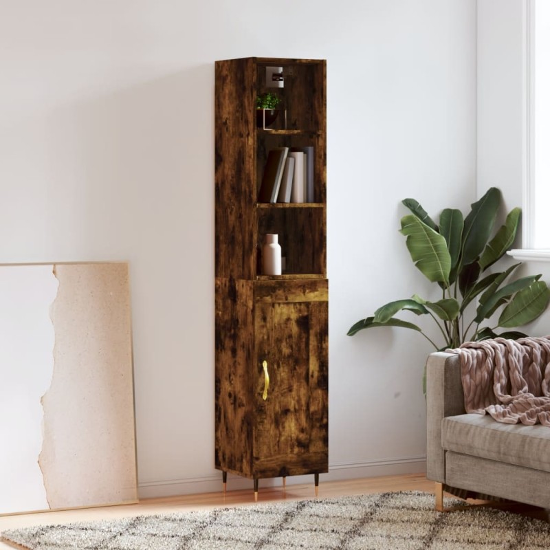 vidaXL Credenza Rovere Fumo 34,5x34x180 cm in Legno Multistrato vidaXL Credenza Rovere Fumo 34,5x34x180 cm in Legno Multistrato